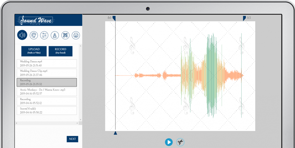 Upload/Record Voice to generate sound wave art