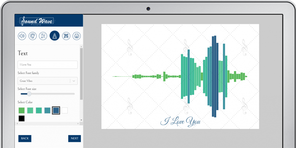 Text added to sound wave image