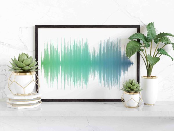 sound wave art blue and green