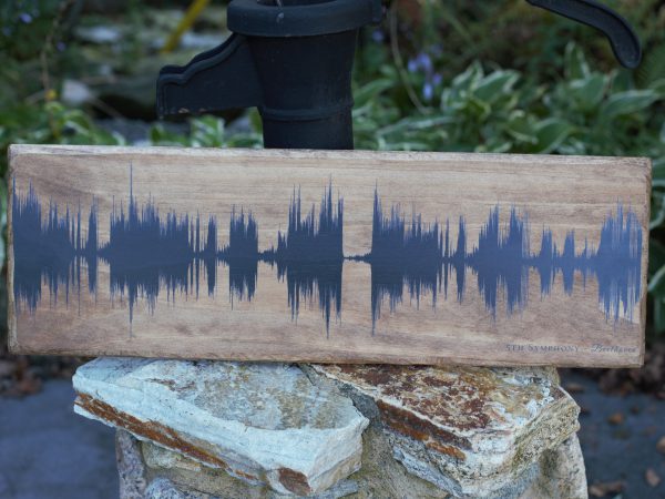 Song Sound Wave Art on Wood, 5 Year Anniversary Gift