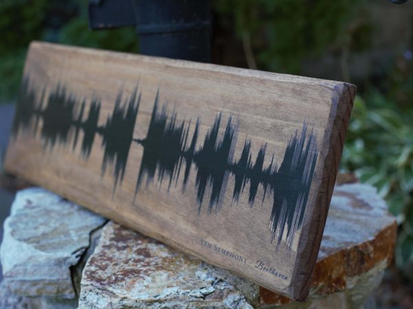 Song Sound Wave Art on Wood, 5 Year Anniversary Gift