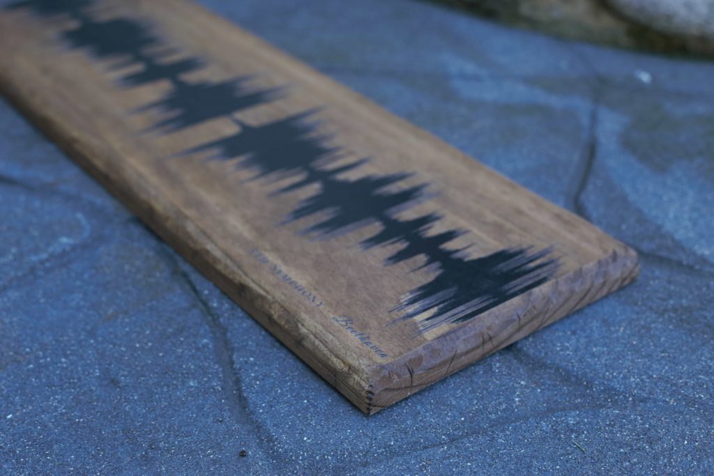 song sound wave printed on wood